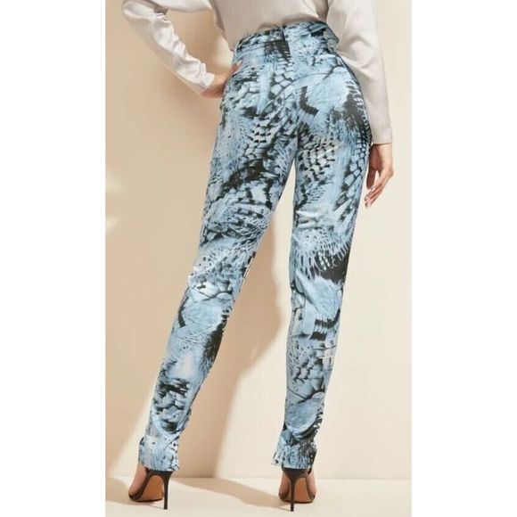 Marciano x Guess Women Sz 6 Blue Satin Hi-Rise Fantasy Flight Studio Pants - Picture 12 of 12